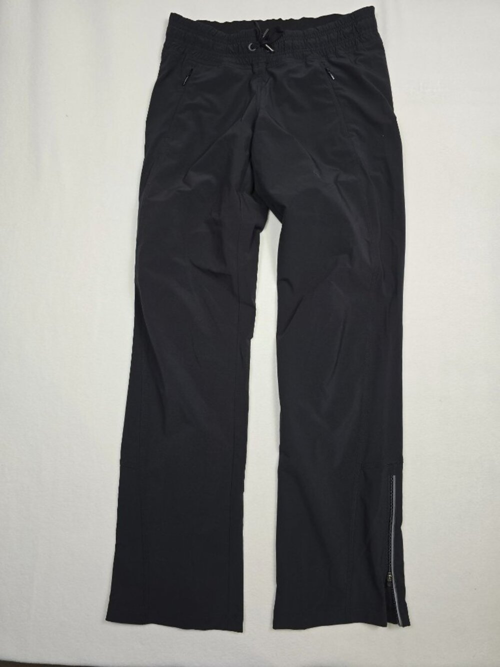 Athleta Womens Black Track City Pants Zippered Leg Elastic Waist Size 2 - Picture 1 of 9